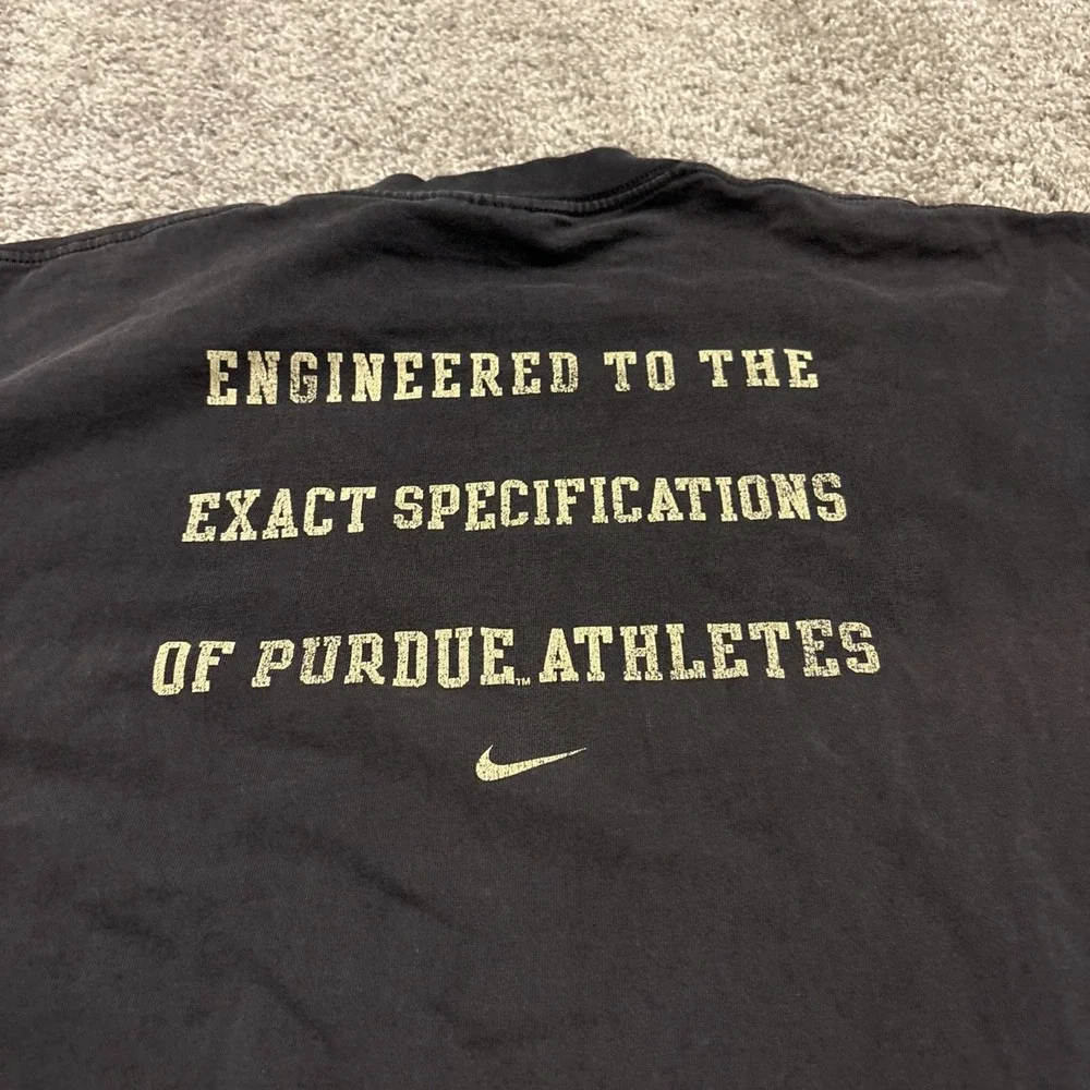 Vintage Nike Team Purdue University T Shirt Center Swoosh Size XXL Black Athlete